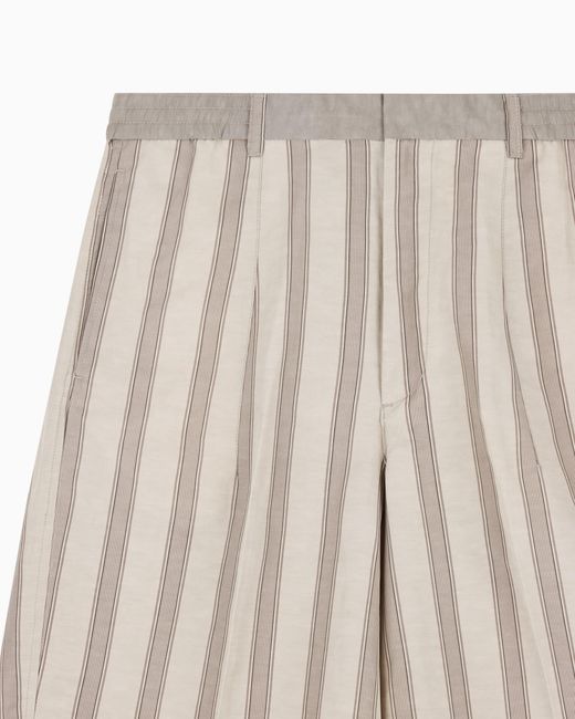 Emporio Armani Natural Linen-Blend Bermuda Shorts With All-Over Pattern for men