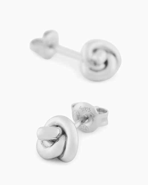 Emporio Armani White Sterling Knot Earrings