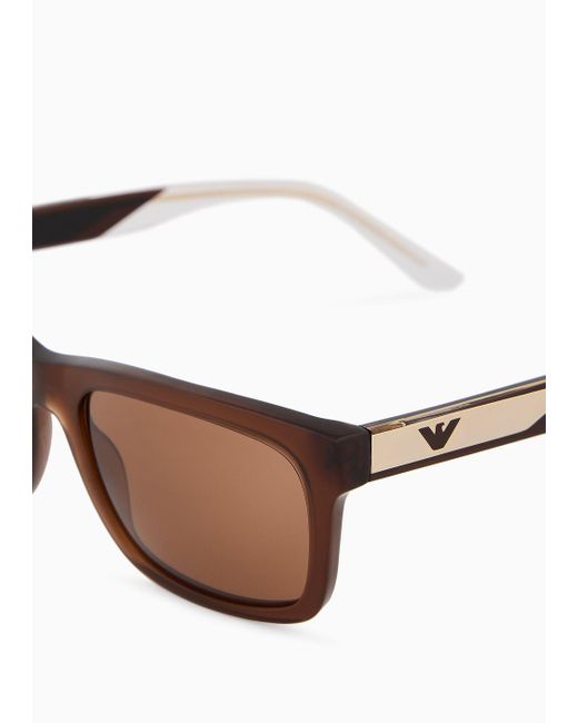 Emporio Armani Brown Rectangular Sunglasses for men