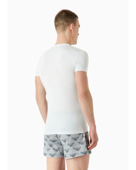 Emporio Armani White Two-pack Of Asv Soft-touch, Eco-viscose Slim-fit Underwear T-shirts for men