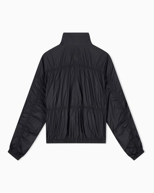 Emporio Armani Blue Reversible Blouson Jacket With Matte And Shiny Finishes