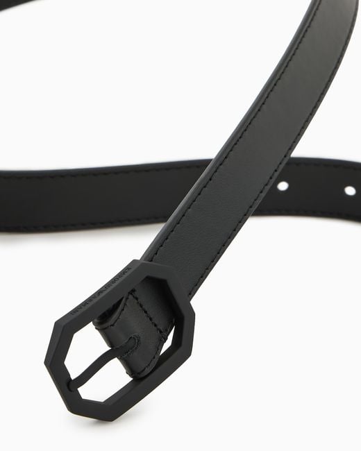 Emporio Armani White Smooth Leather Belt