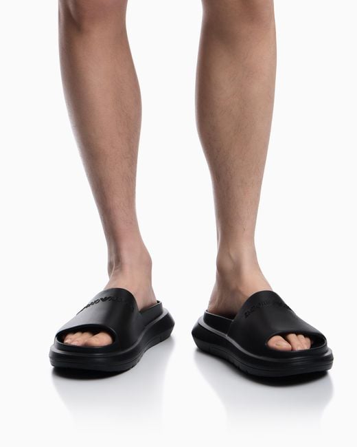 Emporio Armani White Monobloc Sandals With Logo for men