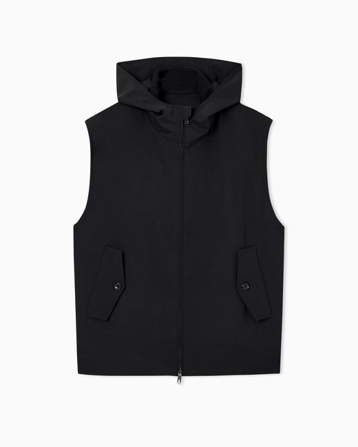 Emporio Armani Black Hooded Sleeveless Jacket for men