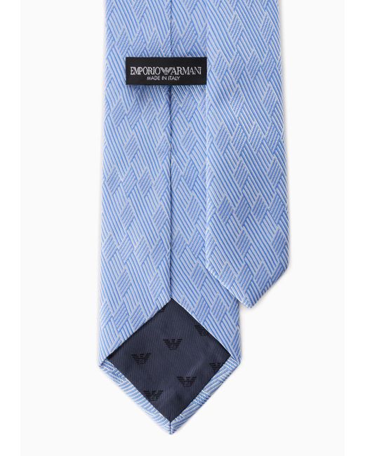 Cravatta In Pura Seta Jacquard Optical di Emporio Armani in Blue da Uomo
