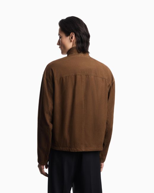 Emporio Armani Brown Perforated Goat Suede Blouson for men
