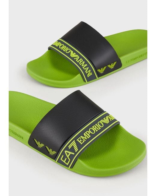 Emporio Armani Green Slides for men