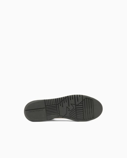 Emporio Armani White Leather Sneakers With Rubber Back Knurled Sole for men