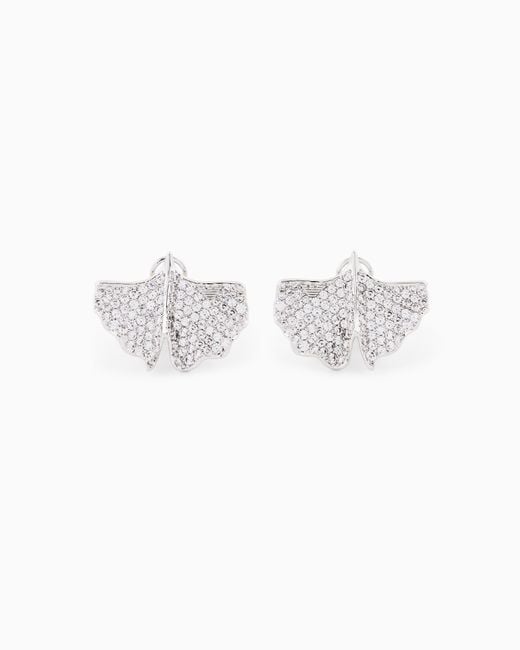 Emporio Armani White Tone Brass Stud Earrings