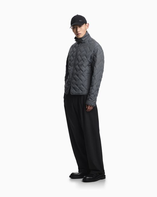 Emporio Armani Gray Quilted Zip-Fastening Jacket for men