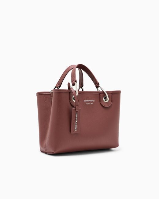 Emporio Armani Purple Shopping Bag With Pebbled Finish And Detachable Strap