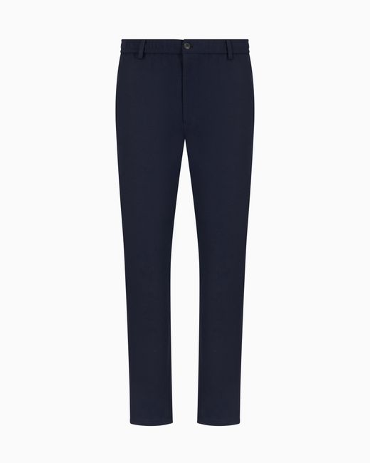 Pantalones Con Cintura Elástica De Gabardina Técnica Elástica Emporio Armani de hombre de color Blue