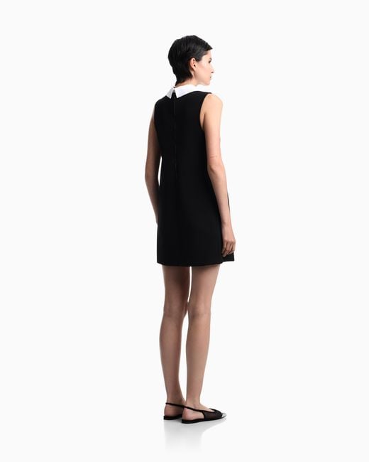 Emporio Armani Black Sleeveless Dress With A Peter Pan Collar And A Front Tie
