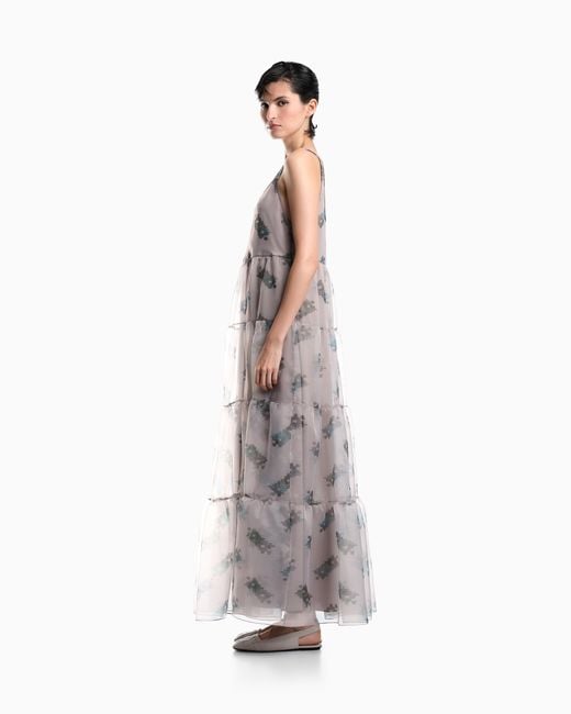 Emporio Armani White Long Flounced Dress