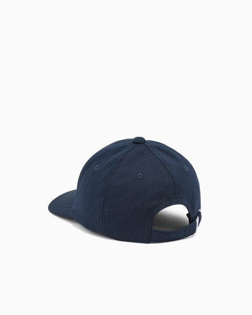 Emporio Armani Blue Satin Label Baseball Cap With Patch