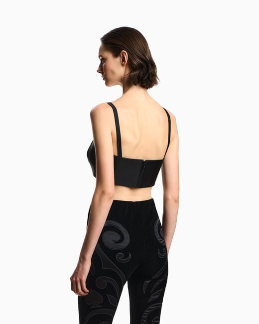 Emporio Armani Black Liquid Velvet Top With Heart
