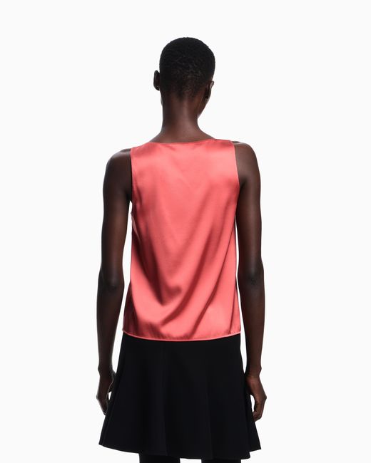 Emporio Armani Pink Top Mit V-Ausschnitt Aus Seiden-Satin