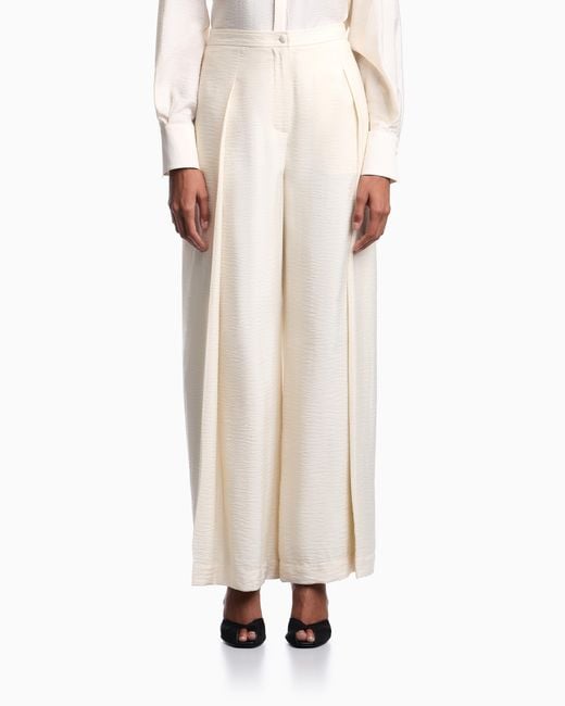 Emporio Armani White Wide-Leg Trousers