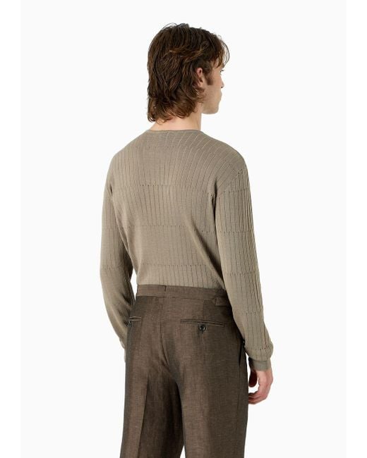 Emporio Armani Natural Henley Jumper With Horizontal Punching for men