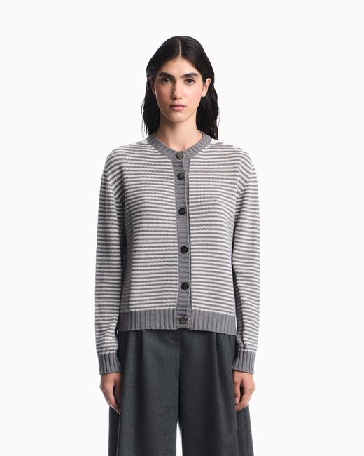 Emporio Armani Gray Signature Capsule Striped Cardigan