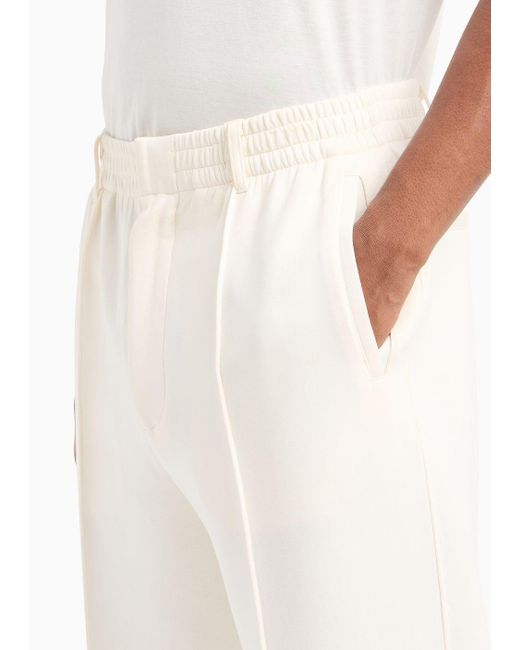Pantaloni Con Nervature E Fondo Elastico In Double Jersey di Emporio Armani in White da Uomo