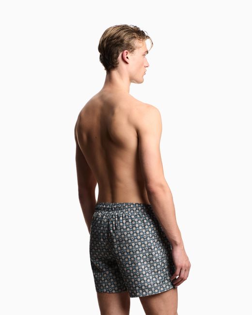 Emporio Armani Blue Mixed Pattern Swim Shorts for men