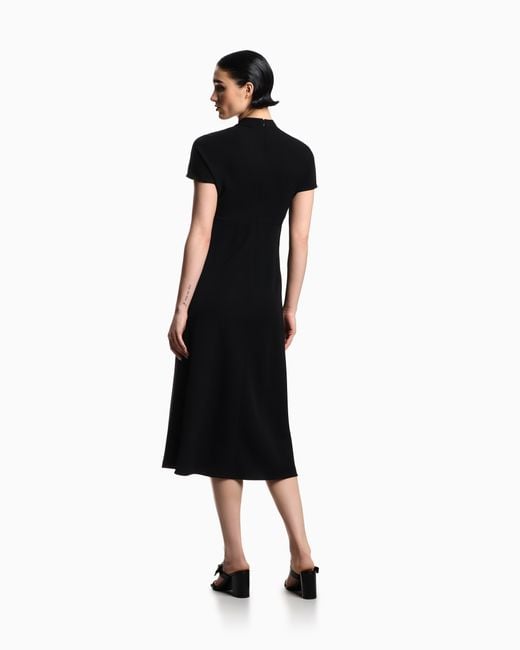 Emporio Armani Black Technical Cady Dress With Front Panel
