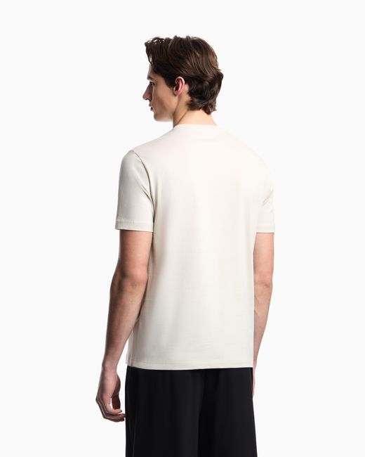 Emporio Armani White Après Jersey T-Shirt With Logo Embroidery And Cat Print for men