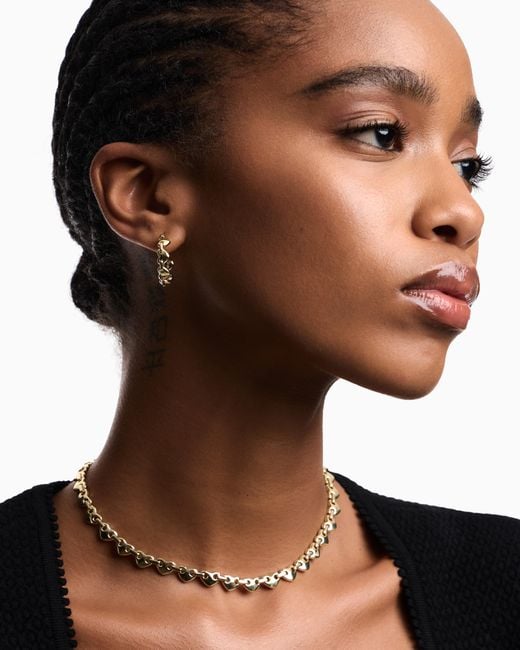 Emporio Armani White Heart Hoop Earrings