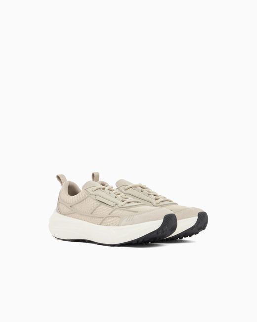 Emporio Armani White Mesh Sneakers With Suede Details Travel Essential for men