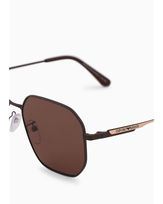 Emporio Armani Brown Square Sunglasses Asian Fit for men