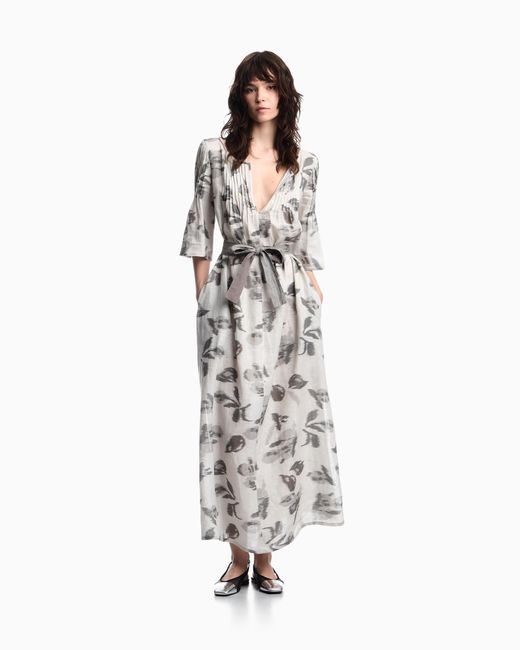 Emporio Armani White V-Neck Dress