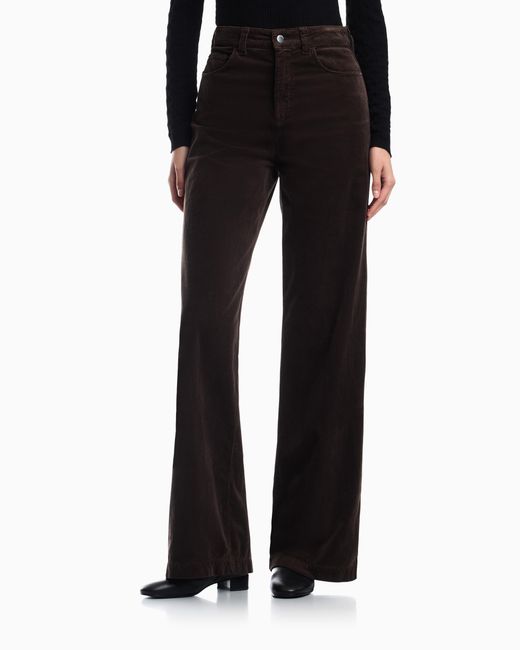 Emporio Armani Black Wide-Leg Five-Pocket Trousers