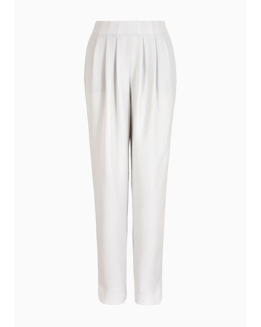 Pantaloni A Vita Alta Con Pinces In Tecno Cady di Emporio Armani in Gray