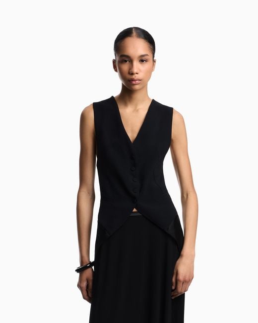 Emporio Armani Blue Envers Satin And Organza Waistcoat