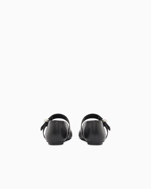 Emporio Armani White Nappa-Leather Ballerinas