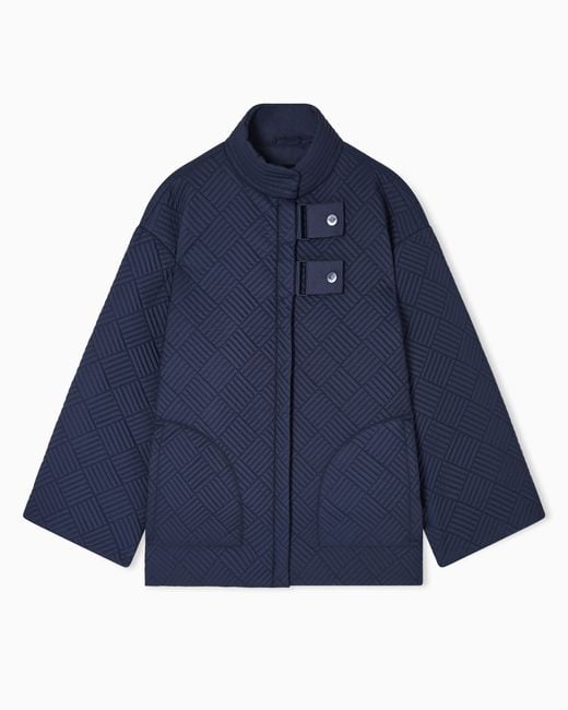 Emporio Armani Blue Nylon Padded Pea Coat