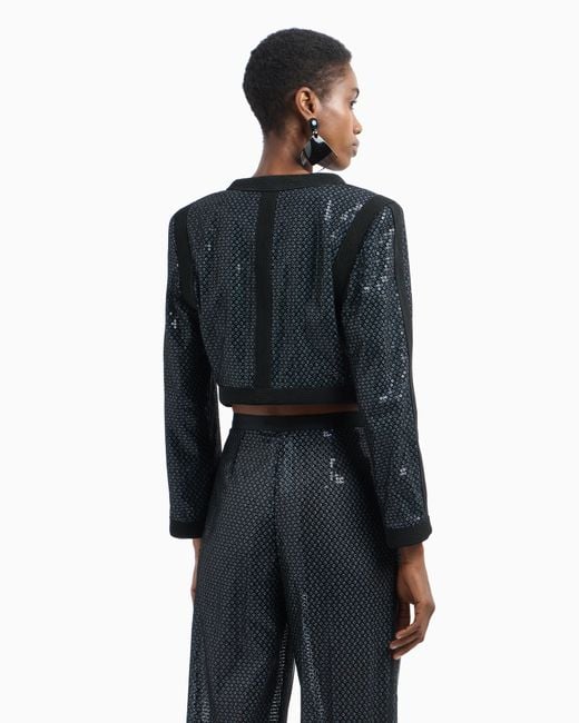 Emporio Armani Blue Butterfly Tulle Bolero With All-Over Sequins