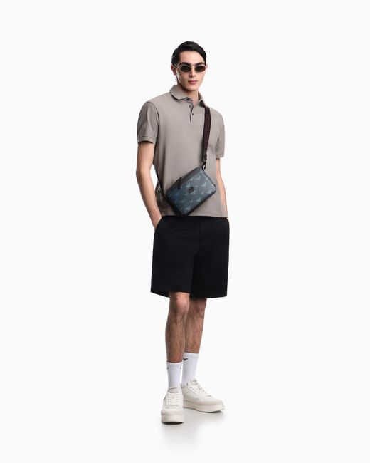 Emporio Armani Gray Regular Fit Piqué Polo Shirt for men