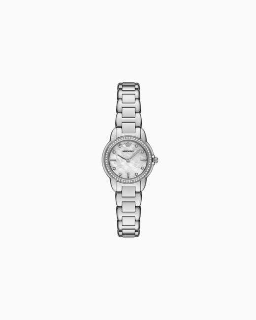 Emporio Armani White Two-Hand Stainless Steel Watch