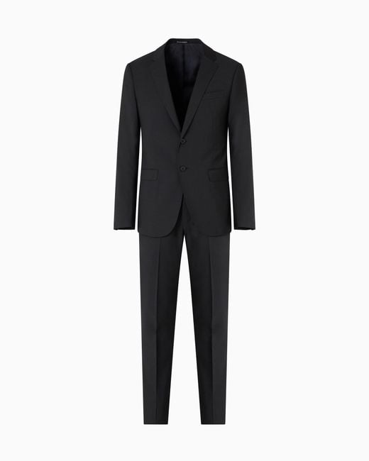 Traje De Abotonadura Sencilla Regular Fit En Tejido De Lana Virgen Fil A Fil Emporio Armani de hombre de color Black