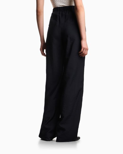 Emporio Armani Blue Icon Modal Muslin Elasticated-Waist Trousers
