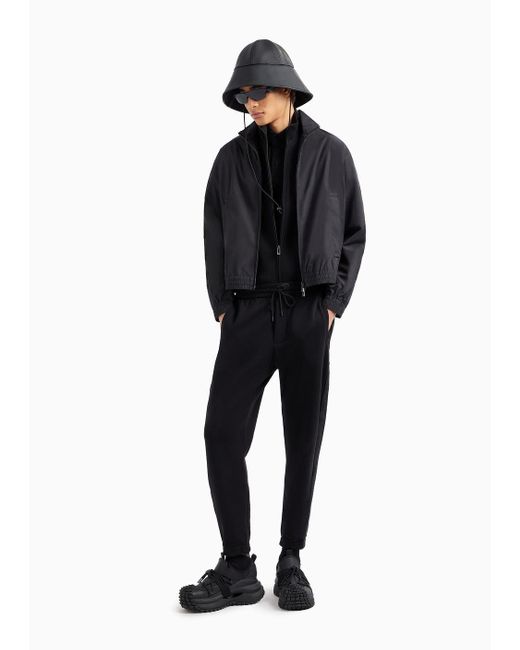 Pantalon De Jogging En Double Jersey Avec Cordon De Serrage Et Bande Logo Emporio Armani pour homme en coloris Black