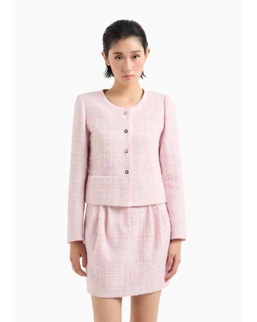 Emporio Armani Pink Lurex Tweed Single-breasted Jacket