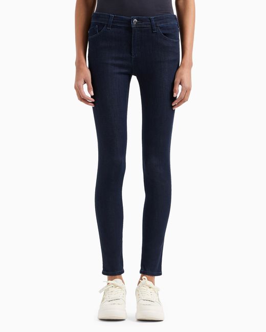 Emporio Armani Blue J28 High-Waisted Super-Skinny Leg Jeans