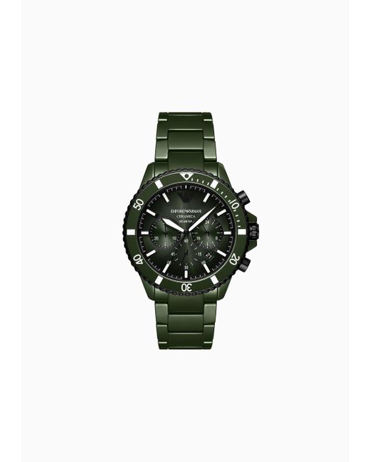Emporio Armani Chronograph Green Ceramic Watch for men