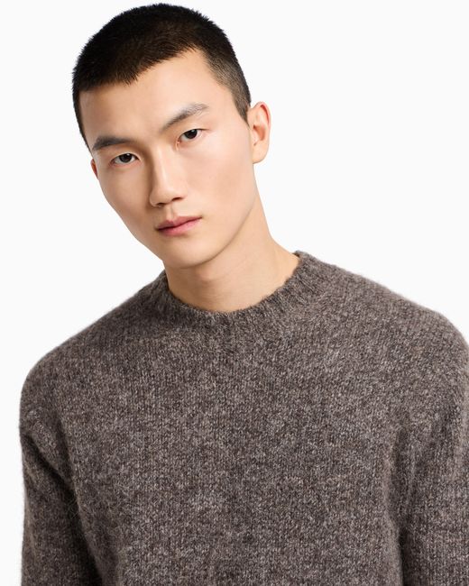 Emporio Armani Gray Decrease Stockinette Stitch Alpaca-Blend Jumper for men