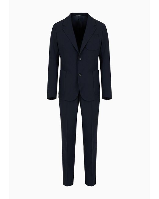 Emporio Armani Einreihiger Anzug In Slim Fit Aus Bi-stretch-schurwollgewebe in Blue für Herren
