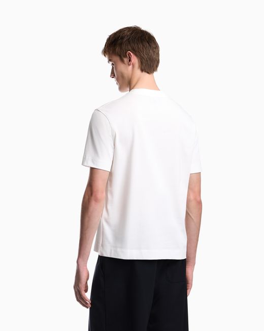 Emporio Armani White Heavy Jersey T-Shirt With Embroidered Logo for men
