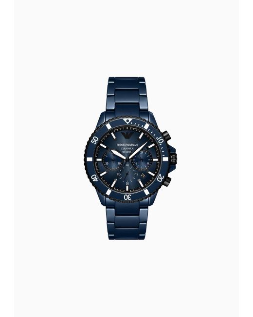 Emporio Armani Chronograph Blue Ceramic Watch for men